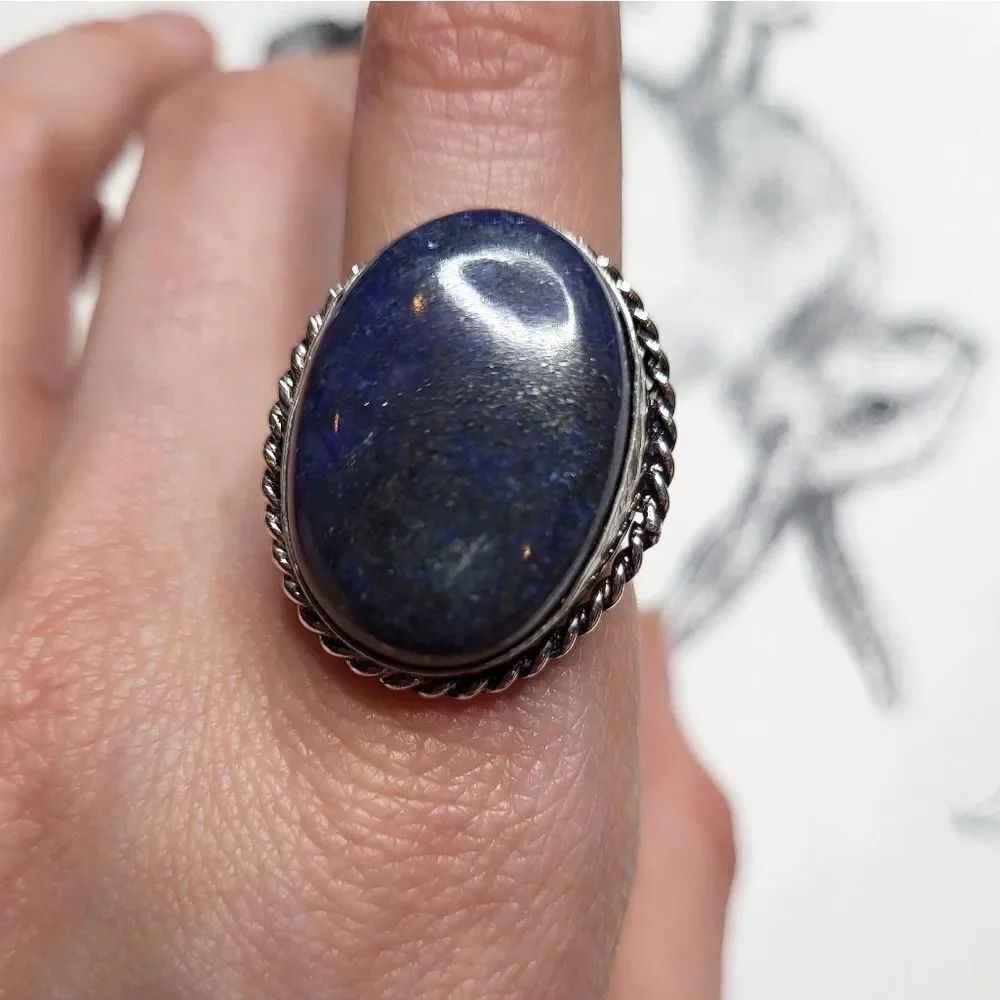 Bohemian Lapis Lazuli Ring Size 8